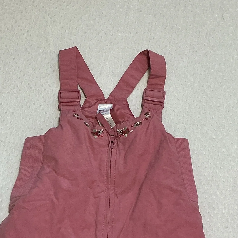 GYMBOREE Girls Dusty Rose Pink Embroidered Snow Bibs Pants Youth 4 4T